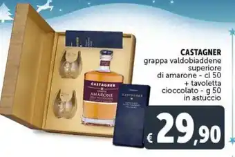 Deco Superstore Castagner grappa valdobiaddene superiore di amarone cl 50 + tavoletta cioccolato g 50 in astuccio offerta