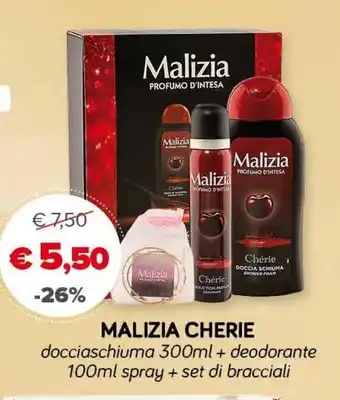 Malizia Cherie docciaschiuma 300ml + deodorante 100ml spray + set di bracciali