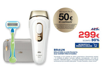 Euronics Braun Epilatore A Luce Pulsata Silk-Expert Pro 5 PL5054 offerta