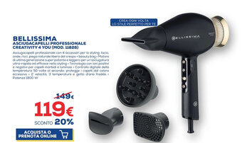 Euronics Bellissima Asciugacapelli Professionale Creativity 4 You (Mod. 11826) offerta