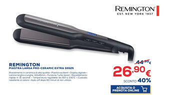 Euronics Remington Piastra Larga Pro-Ceramic Extra S5525 offerta