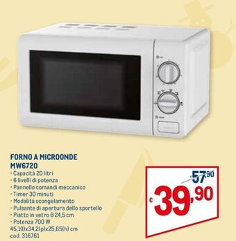 Metro Forno a Microonde MW6720 offerta