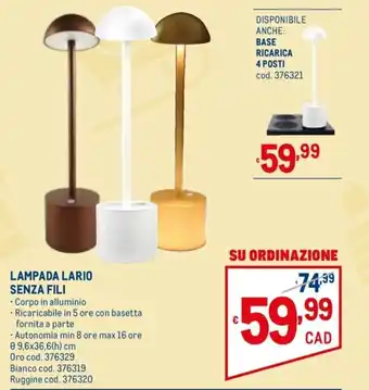 Lampada Lario Senza Fili