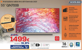 Euronics Samsung 55" QN700B offerta