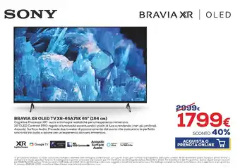 Euronics Sony Bravia XR OLED TV XR-65A75K 65" (164 cm) offerta