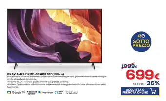 Euronics Sony Bravia 4K HDR KD-55X81K 55" (139 cm) offerta