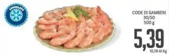 Supermercati Piccolo Code di Gamberi 30/50 500 g offerta