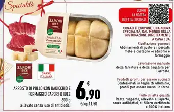 Conad Arrosto di pollo con radicchio e formaggio sapori & idee offerta