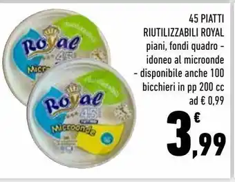 Conad 45 piatti riutilizzabili royal offerta
