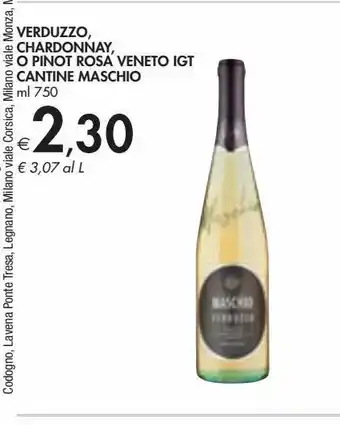 Bennet Verduzzo, chardonnay, o pinot rosa veneto igp cantine maschio offerta