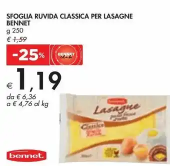 Bennet Sfoglia ruvida classica per lasagne bennet offerta