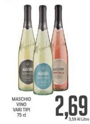 Supermercati Piccolo Maschio Vino Vari Tipi 75 cl offerta