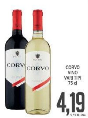 Supermercati Piccolo Corvo Vino vari tipi 75 cl offerta