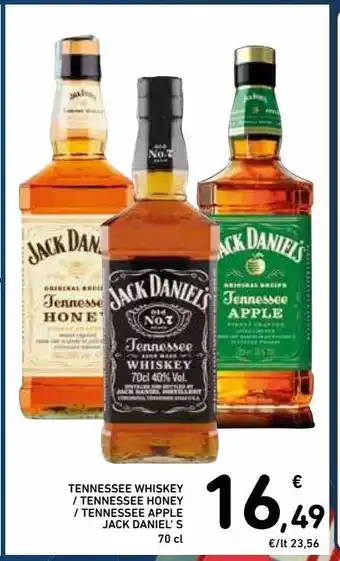 Spazio Conad Tennessee whiskey/tennessee honey/tennessee apple jack daniel's offerta