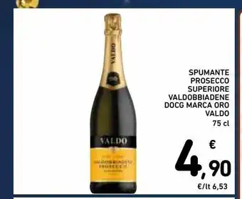 Spumante prosecco superiore valdobbiadene docg marca oro valdo
