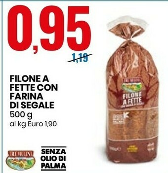 Eurospin Tre Mulini Filone A Fette Con Farina Di Segale Senza Olio Di Palma offerta
