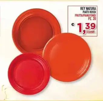 Rey Natura Piatti Rossi 20 pz.