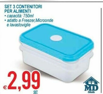 MD Discount Set 3 Contenitori Per Alimenti offerta