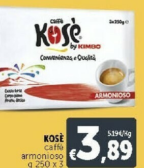 Deco Supermercati Kosè Caffè Armonioso 250 G(ml) offerta