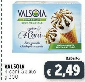 Deco Supermercati Valsoia Il Gelato 4 Coni 300 G(ml) offerta