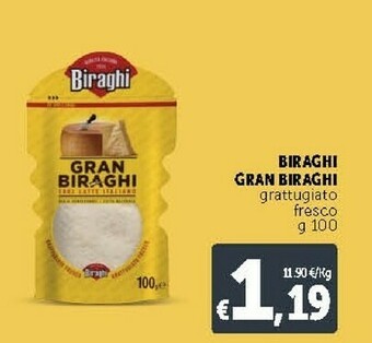 Deco Supermercati Biraghi Gran 100% Latte Italiano Grattugiato Fresco 100 G(ml) offerta