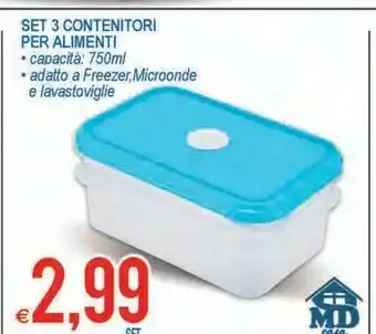 MD Discount Set 3 Contenitori Per Alimenti offerta