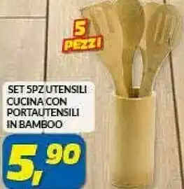 Bormioli Rocco Set 5pz Utensili Cucuina Con Portautensili In Bambo