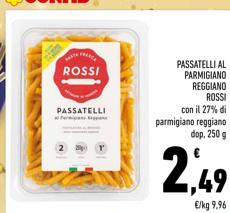 Passatelli al parmigiano reggiano rossi offerta di Conad