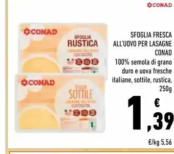 Conad Sfoglia fresca all'uovo per lasagne conad offerta