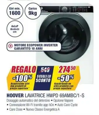 Trony Hoover Lavatrice HWPD 69AMBC/1-S offerta