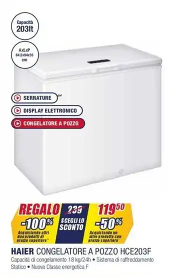 Trony Haier Congelatore A Pozzo HCE203F offerta