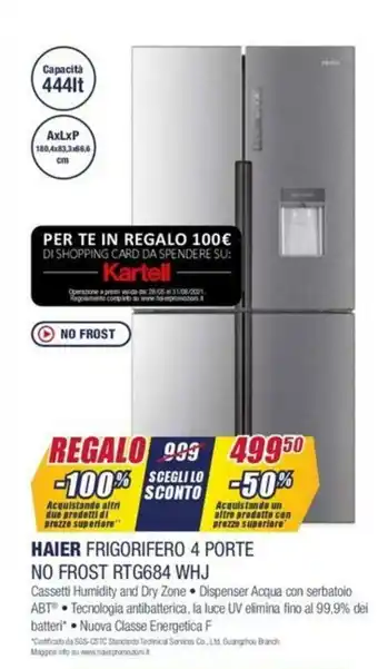 Trony Haier Frigorifero 4 Porte No Frost RTG684 WHJ offerta