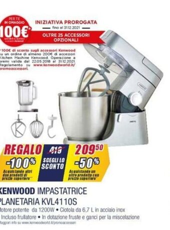 Trony Kenwood Impastatrice Planetaria KVL4110S offerta