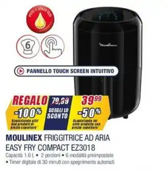 Trony Moulinex Friggitrice Ad Aria Easy Fry Compact EZ3018 offerta