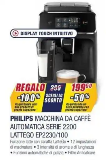 Trony Philips Macchina da Caffè Automatica Serie 2200 Lattego EP2230/100 offerta