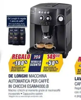 Trony DeLonghi Macchina Automatica per Caffè in Chicchi ESAM4000.B offerta