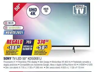 Trony Sony TV Led 50" KD50X81J offerta