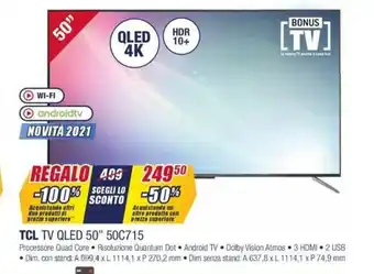 Trony TCL TV QLed 50" 50C715 offerta