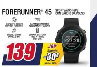 Trony Forerunner 45 Sportwatch GPS con Cardio da Polso offerta