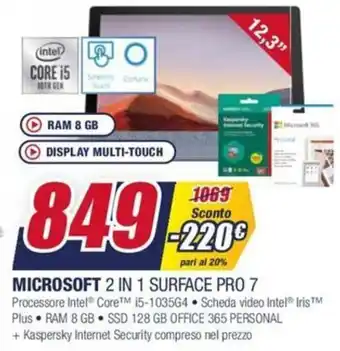 Trony Microsoft 2 in 1 Surface Pro 7 offerta