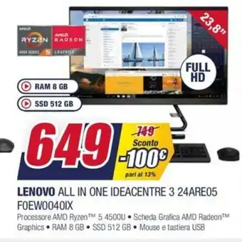 Trony Lenovo All in One Ideacentre 3 24ARE05 F0EW0040IX offerta