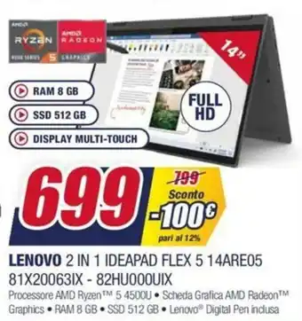 Trony Lenovo 2 in 1 Ideapad Flex 5 14ARE05 81X20063IX - 82HU000UIX offerta