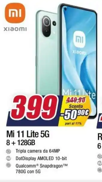 Trony Xiaomi Mi 11 Lite 5G 8 + 128GB offerta