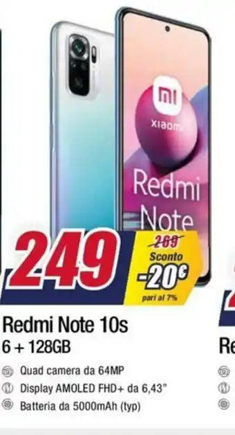 Trony Xiaomi Mi Redmi Note 10s 6 + 128GB offerta