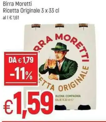 Famila Birra Moretti Ricetta Originale 3 x 33cl offerta