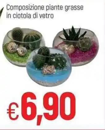 Famila Composizione piante grasse in ciotola di vetro offerta