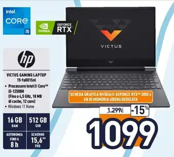 Unieuro HP Victus Gaming Laptop 15-fa0015nl offerta