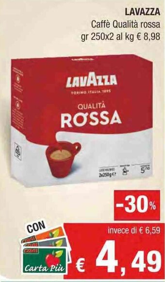 Crai Lavazza Caffè Qualità rossa gr 250x2 offerta