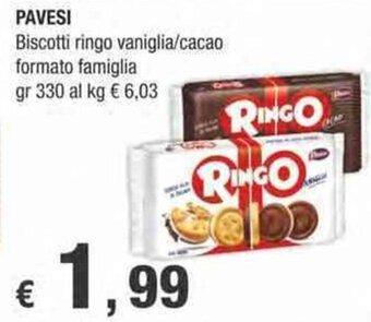 Crai Pavesi Biscotti ringo vaniglia/cacao formato famiglia gr 330 offerta