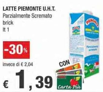 Crai Latte Piemonte U.H.T. Parzialmente Scremato brick lt 1 offerta